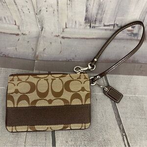 Coach Chocolate and Beige Wristlet
